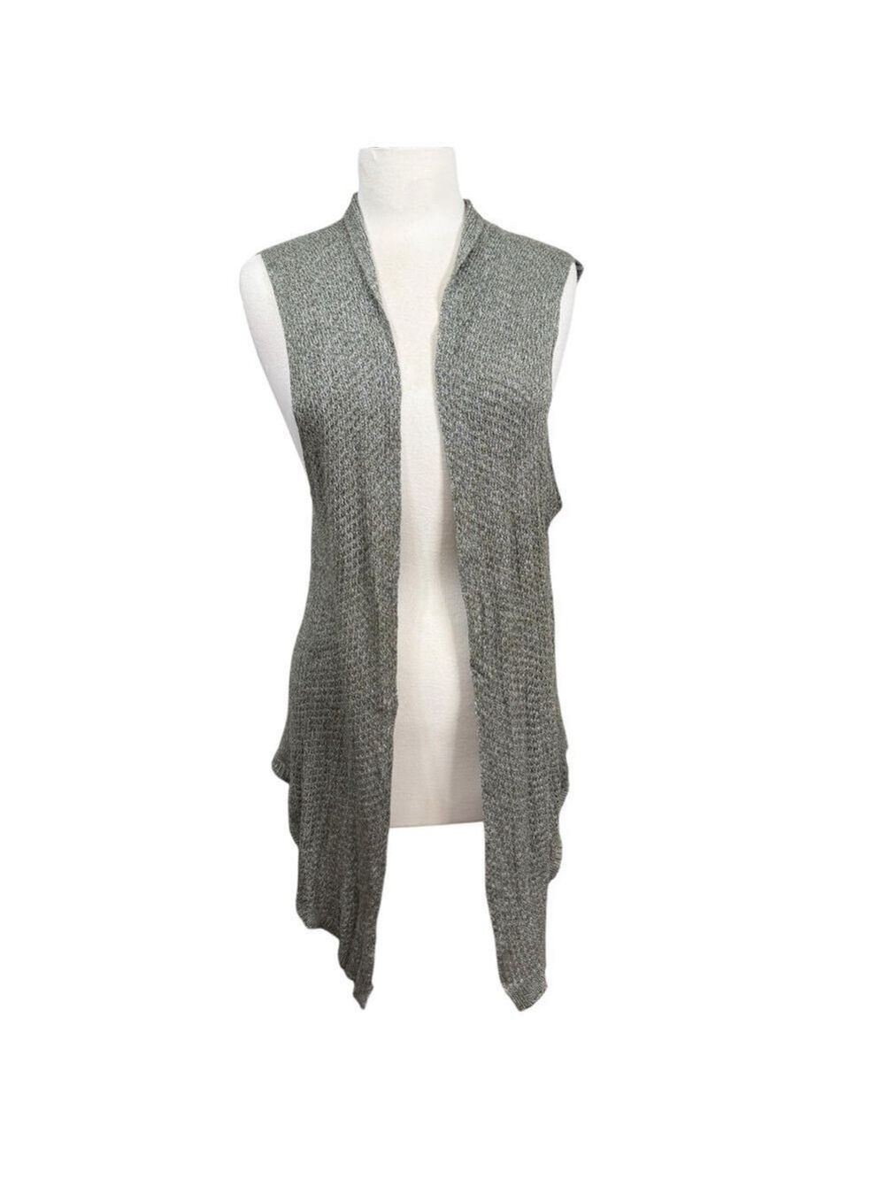 Maglia Silk Blend Open Front Drape Vest Gray Sleeveless Cardigan Medium